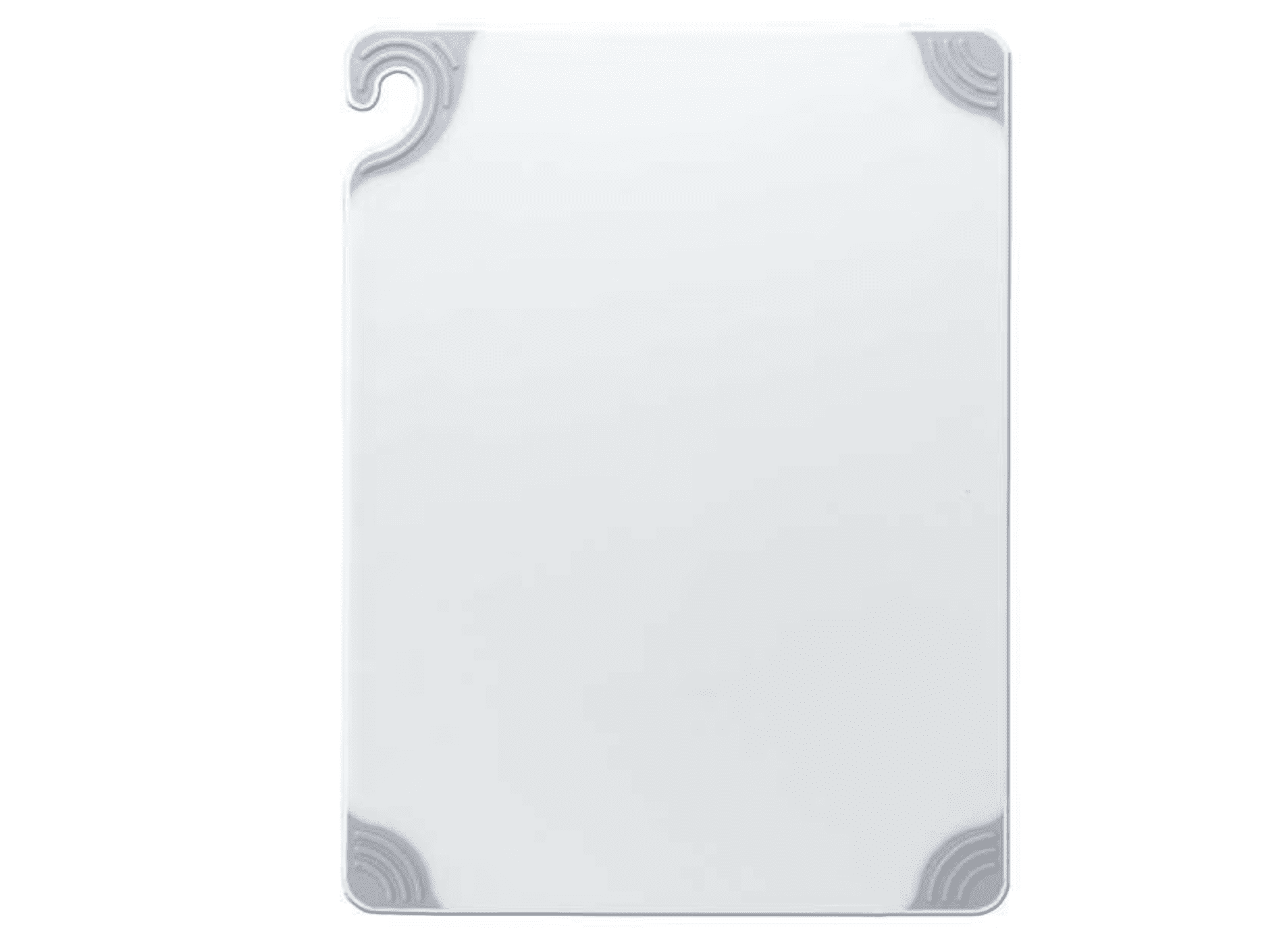 White Rectangular Plastic Cutting Board with Safety Hook, 12" x 18"