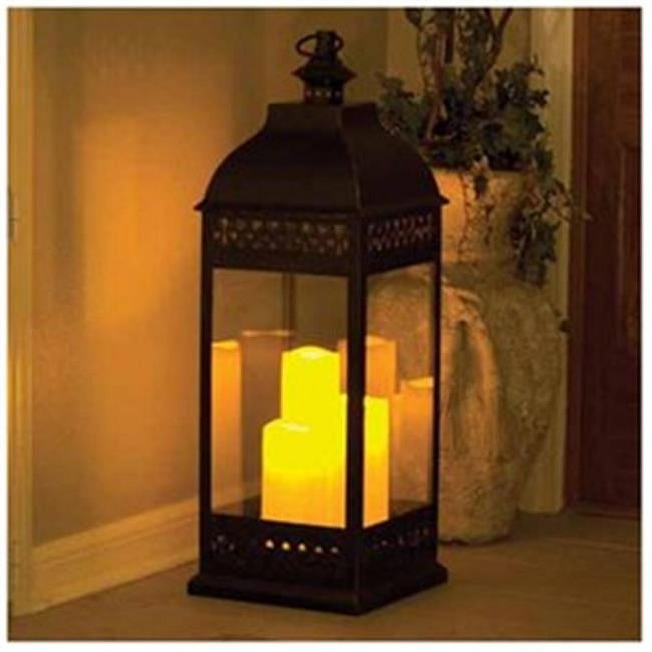 Antique Bronze Rustic Chic Triple LED Candle Hanging Lantern