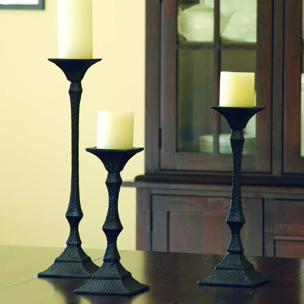 Richmond Black Cast Iron Taper Candleholders Set of 3