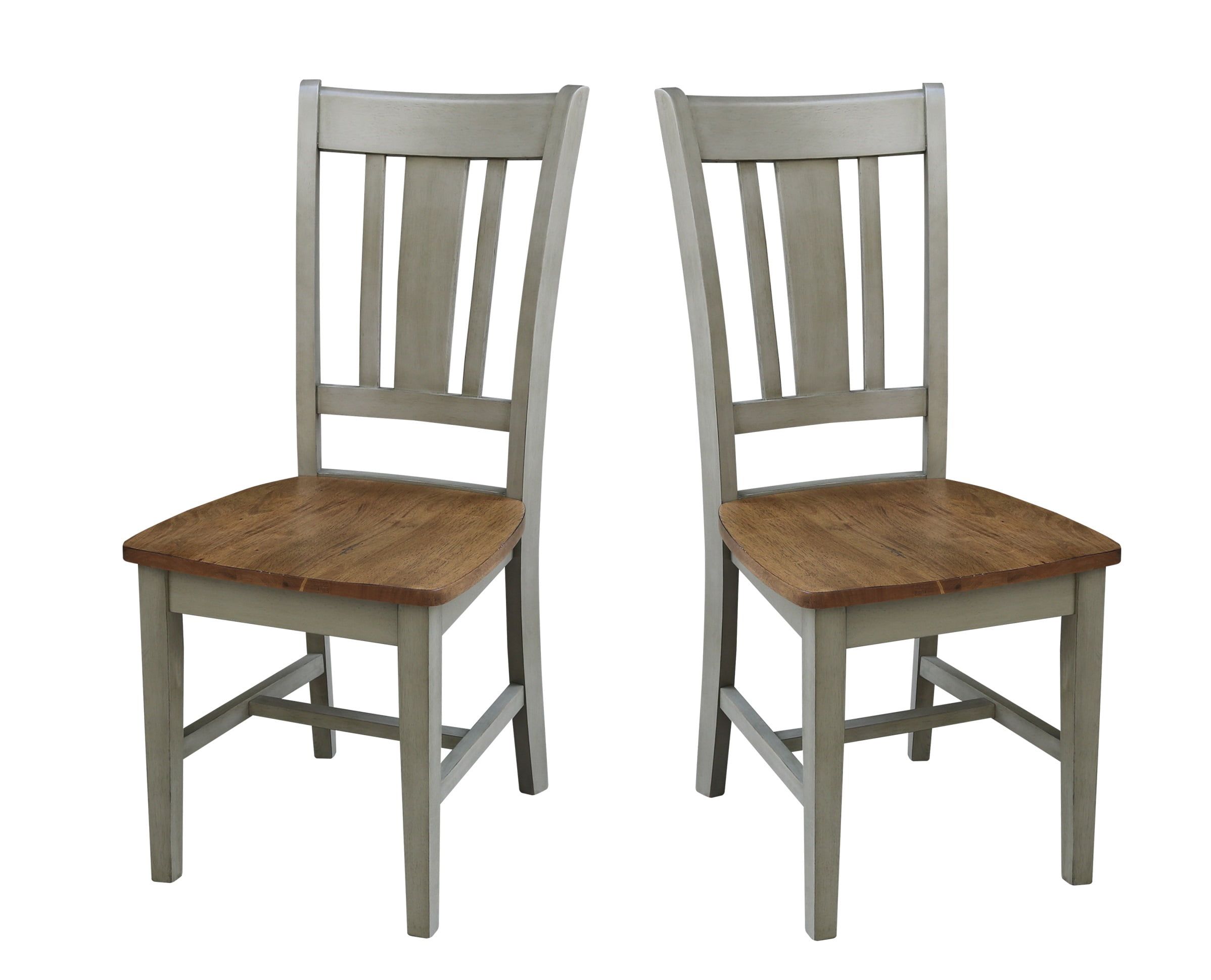 Distressed Hickory and Stone High Back Wood Dining Chairs