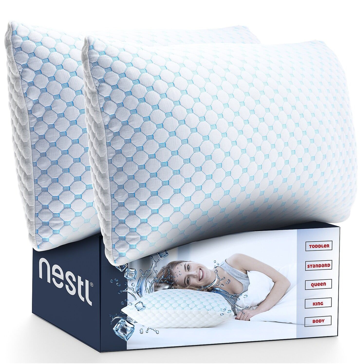 Nestl Queen Size Gel Infused Memory Foam Cooling Pillows