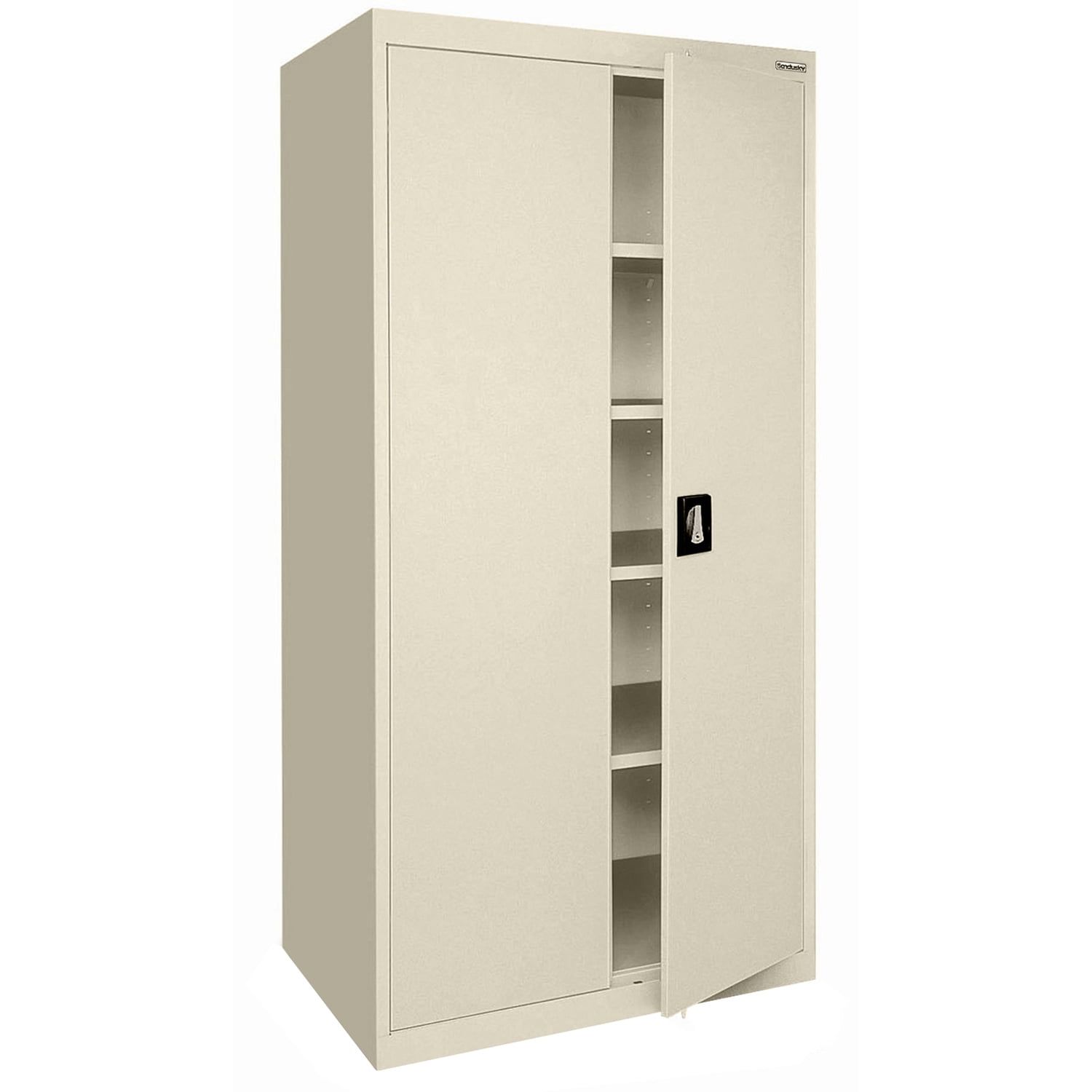 Modern Freestanding White Steel Lockable Office Cabinet with Adjustable Shelving