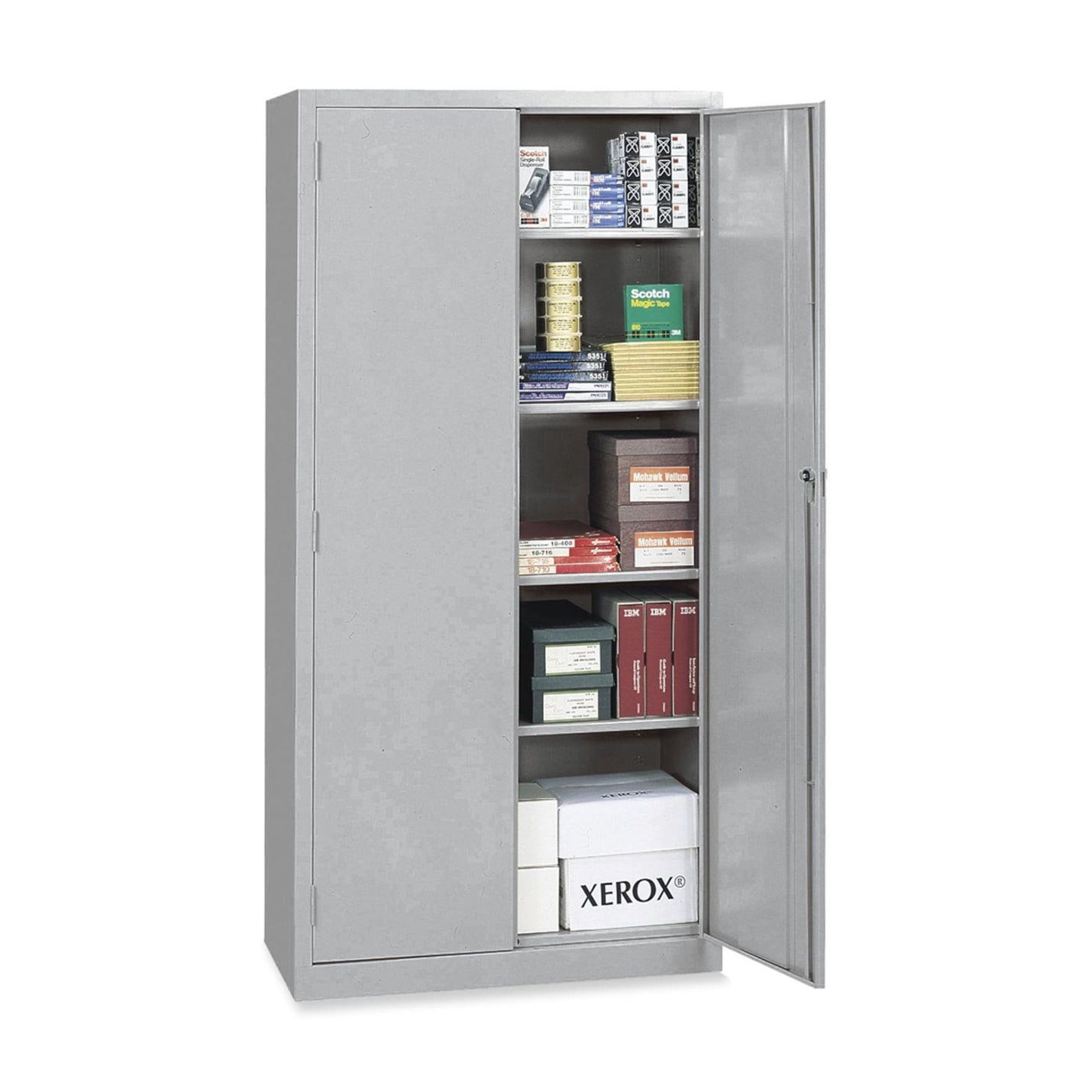 Dove Gray Steel Office Storage Cabinet with Adjustable Shelves