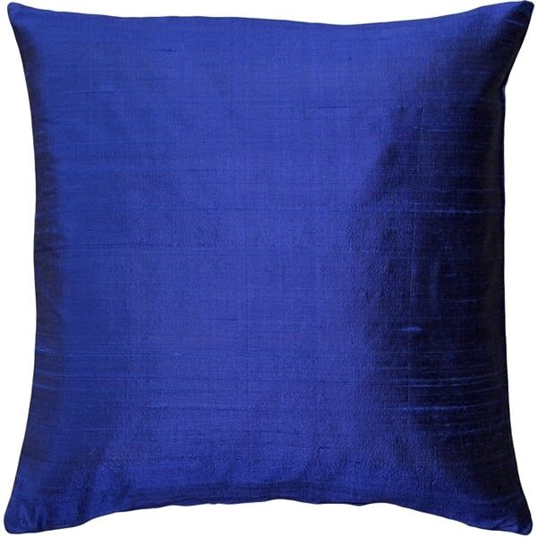 Ink Blue Dupioni Silk Square Throw Pillow with Insert