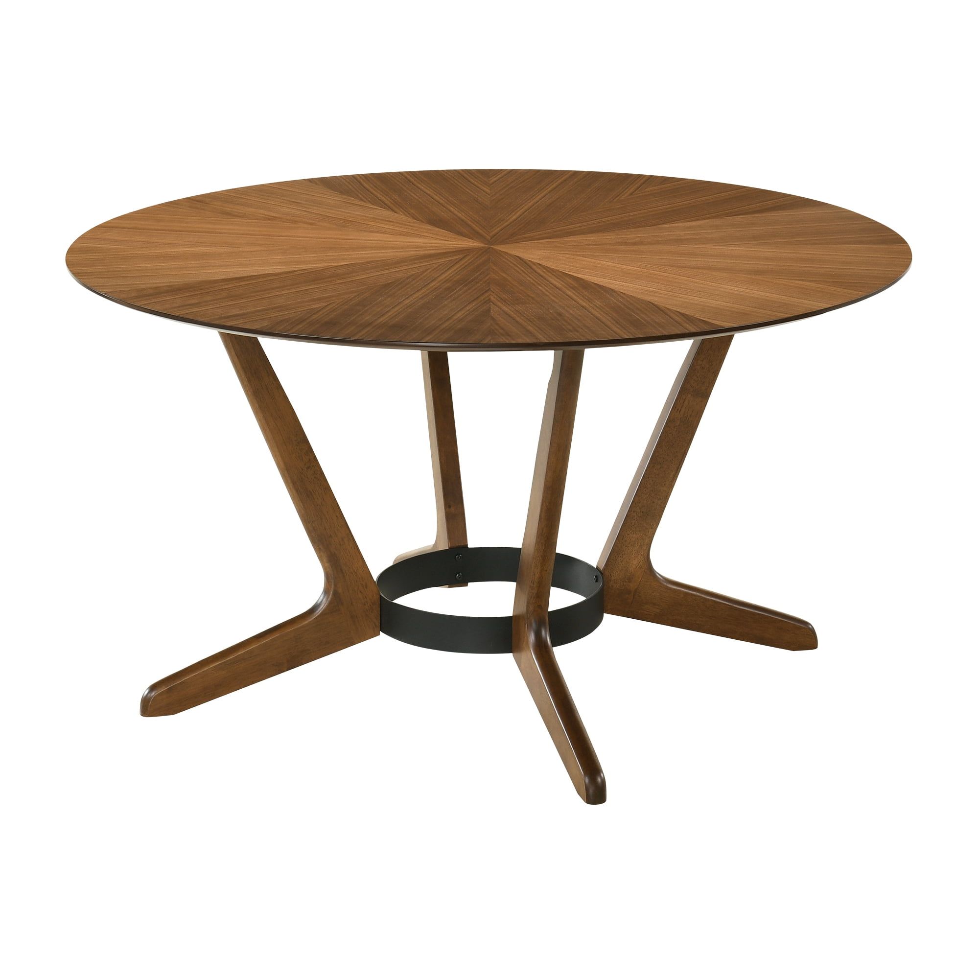 Santana 54" Round Walnut Wood Dining Table with Sculptural Base