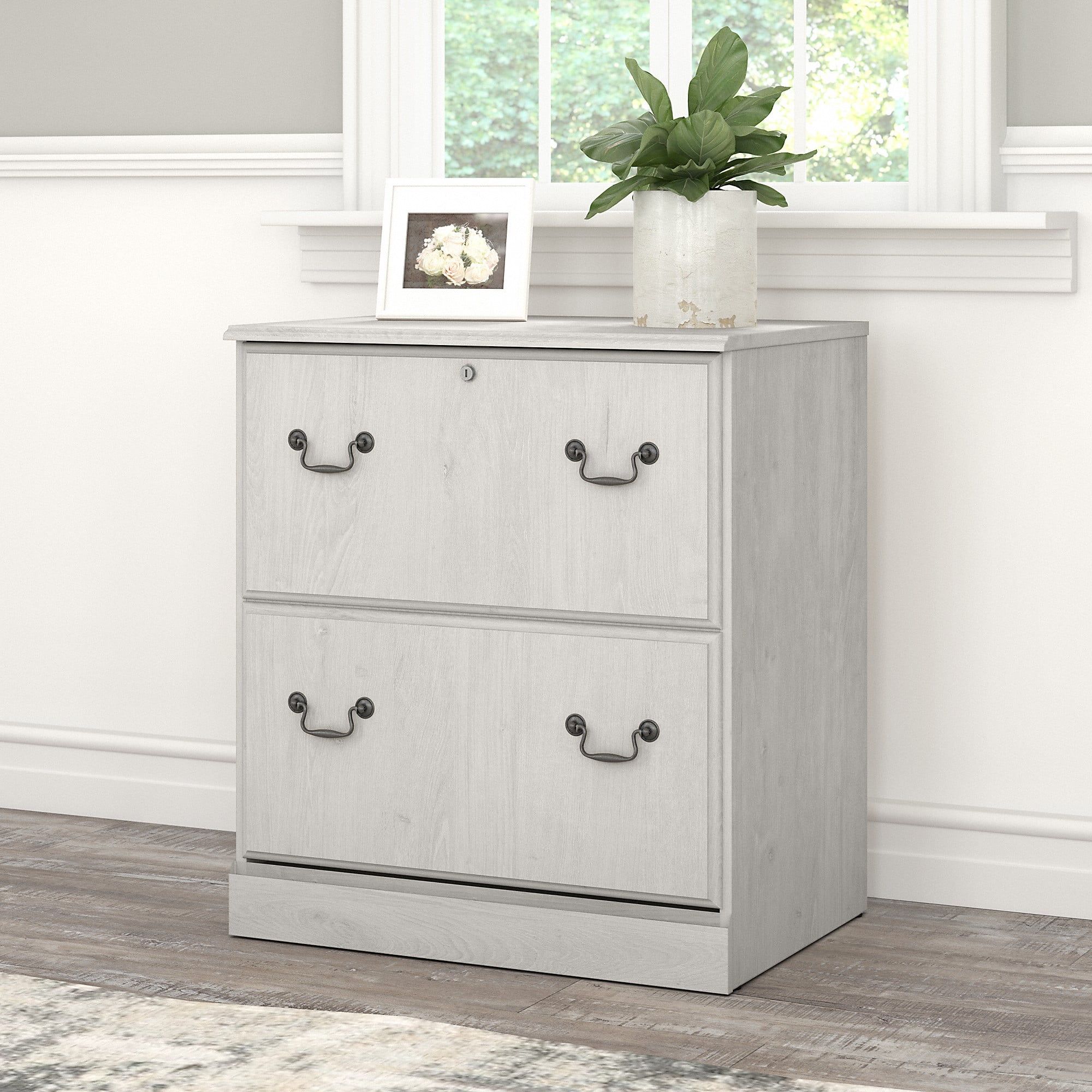 Linen White Oak 2-Drawer Lockable Lateral Filing Cabinet