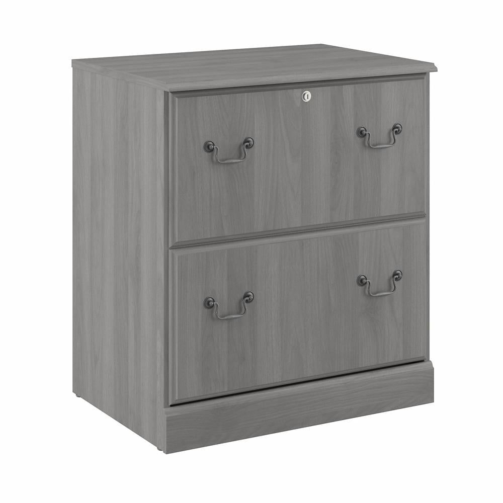 Modern Gray Laminated Wood 2-Drawer Lockable Lateral Filing Cabinet