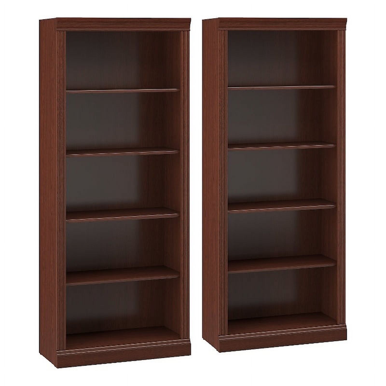 Harvest Cherry Traditional Tall 5-Shelf Adjustable Bookcase Set