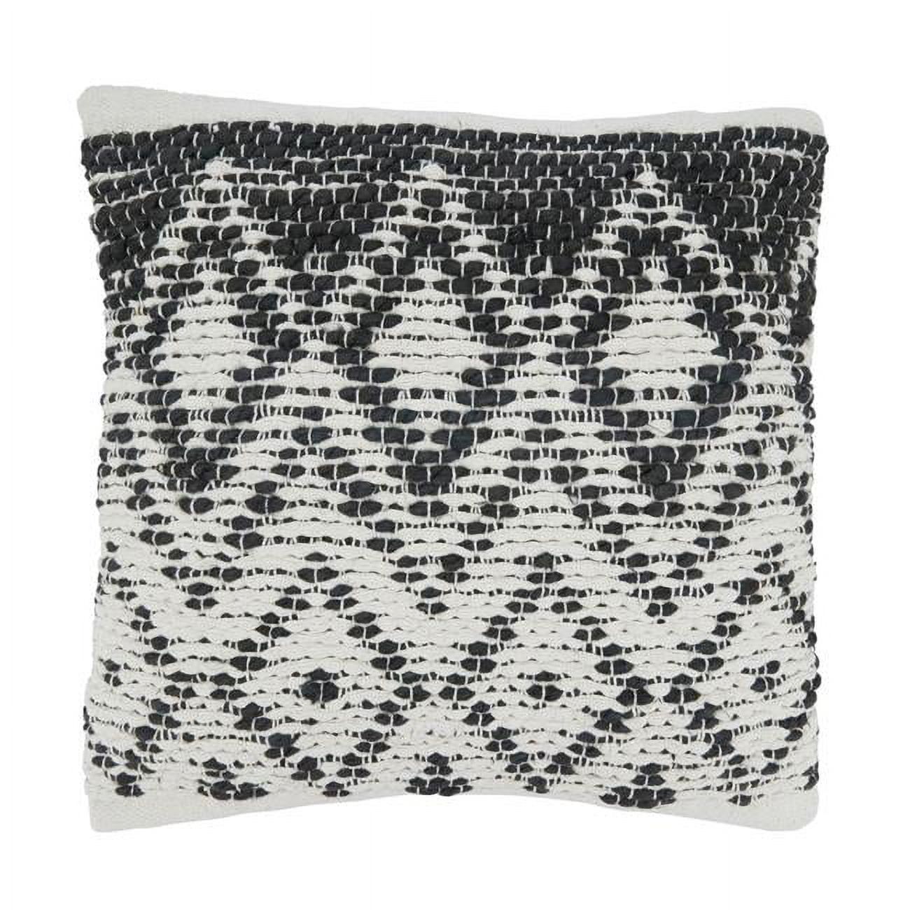 Black and White Diamond Woven Cotton Square Throw Pillow