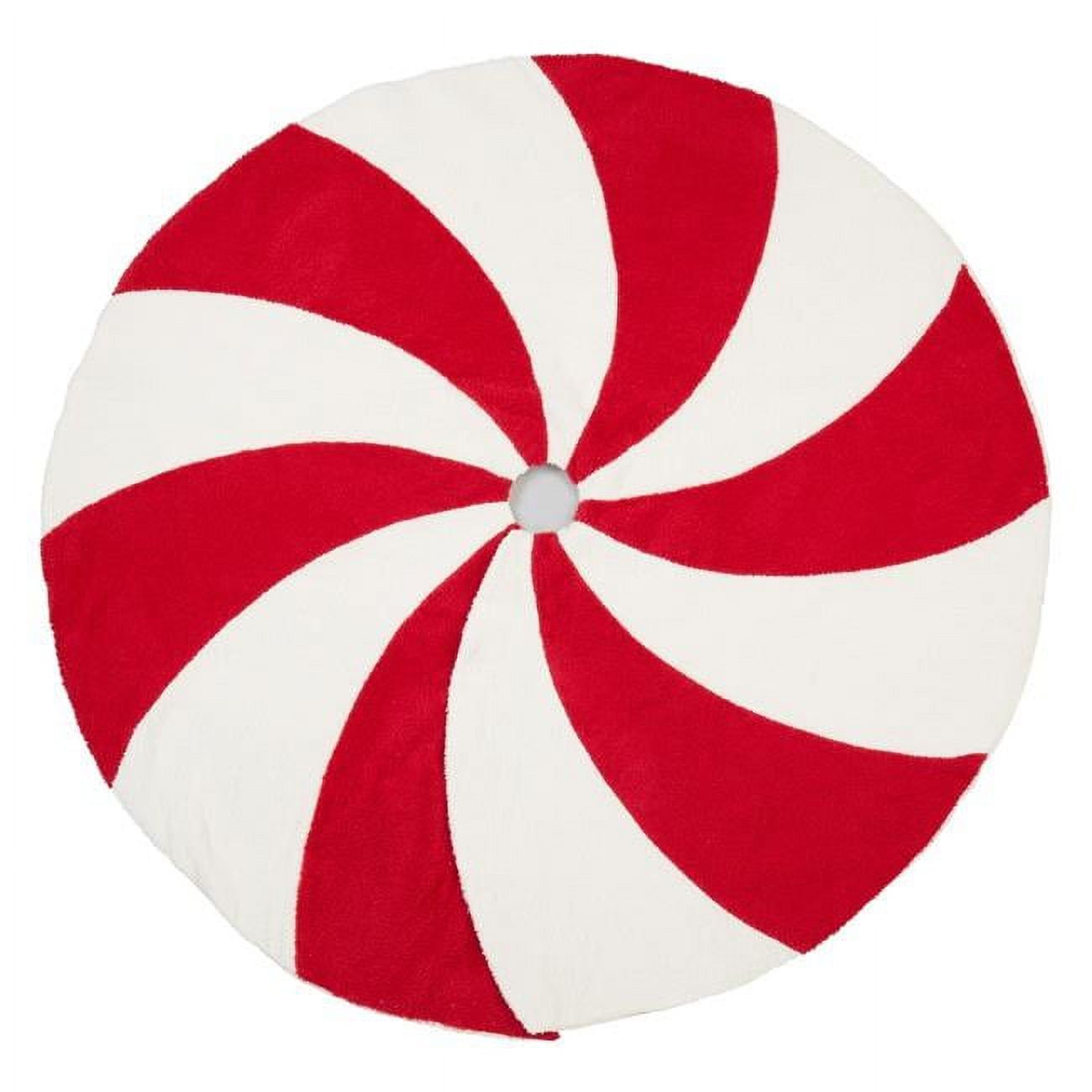 Red and White Candy Cane Polyester Round Tree Skirt, 54 inches