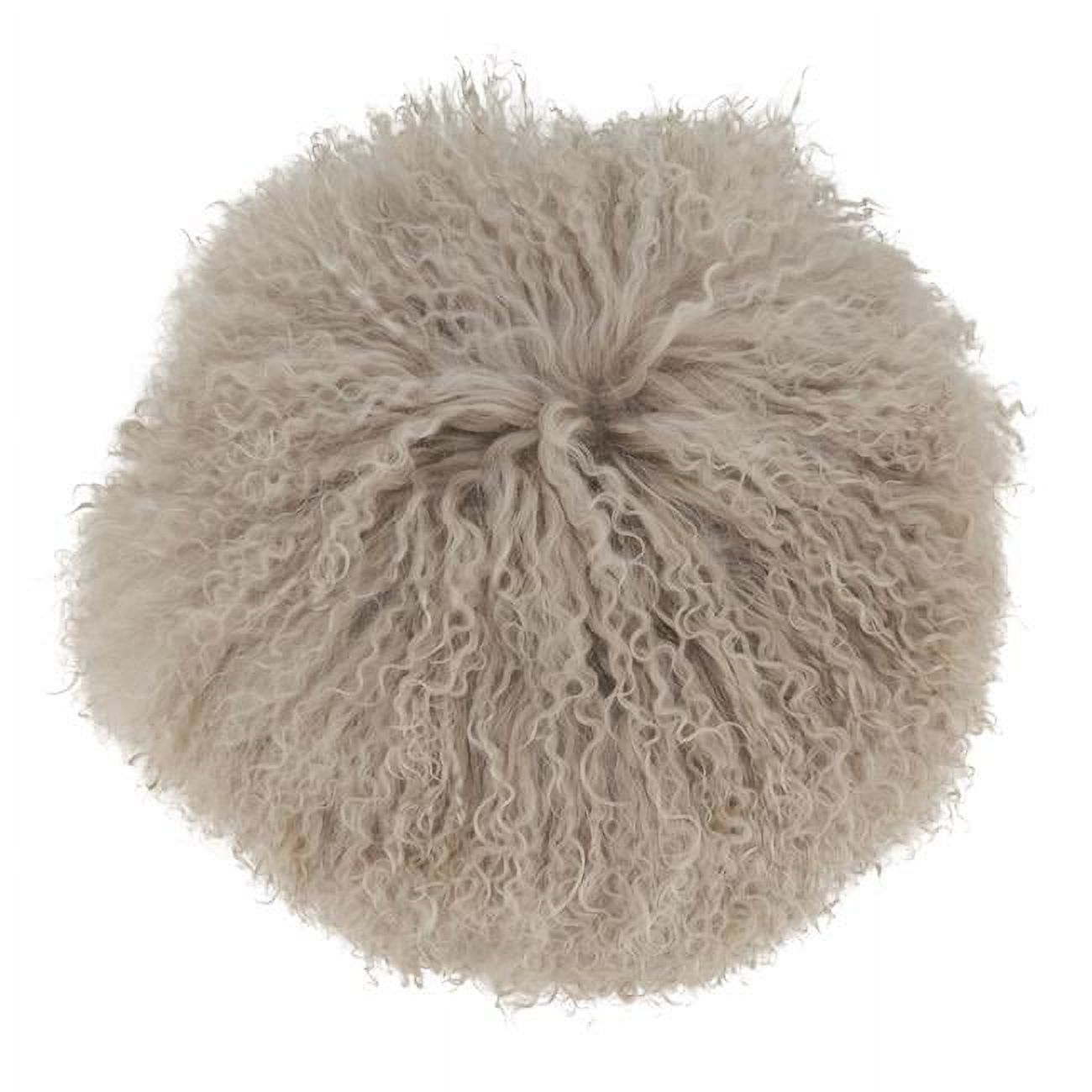 Fog Round Mongolian Lamb Fur Wool Throw Pillow