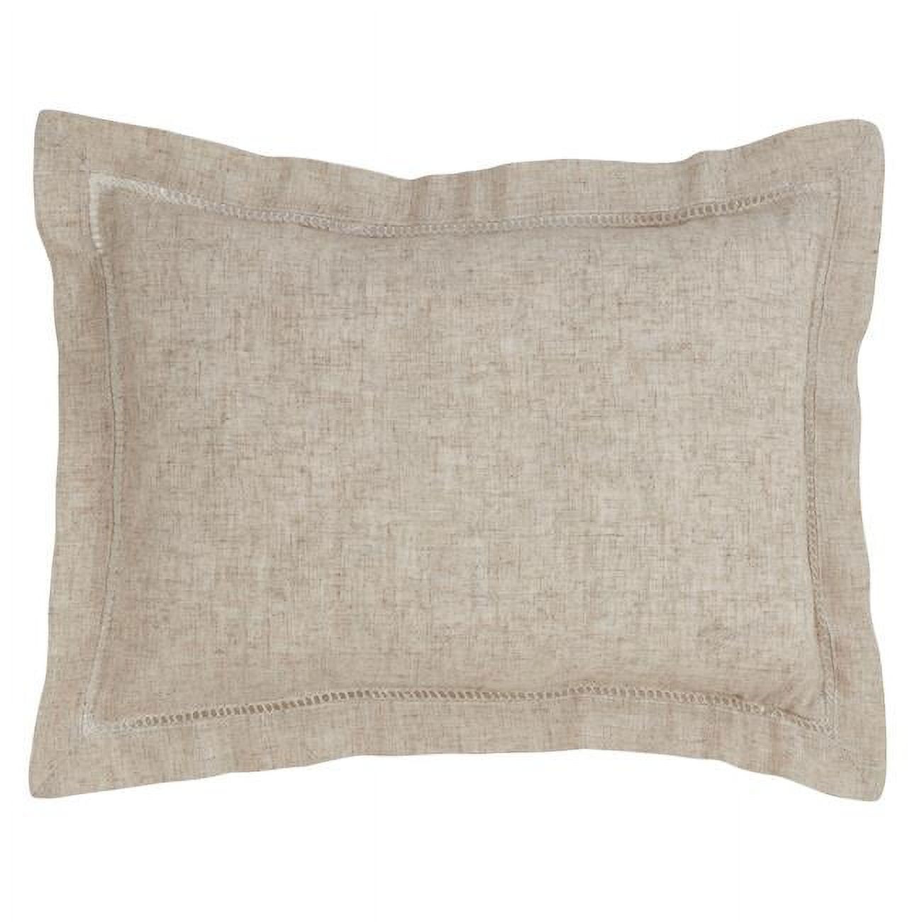 Natural Linen Blend Rectangular Lumbar Pillow with Flanged Edges