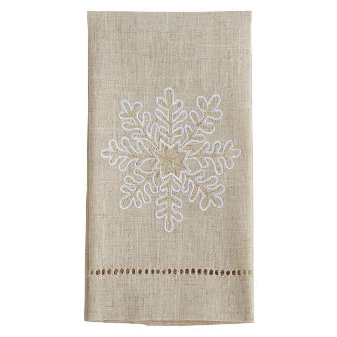 Natural Embroidered Snowflake Guest Towels Set of 4