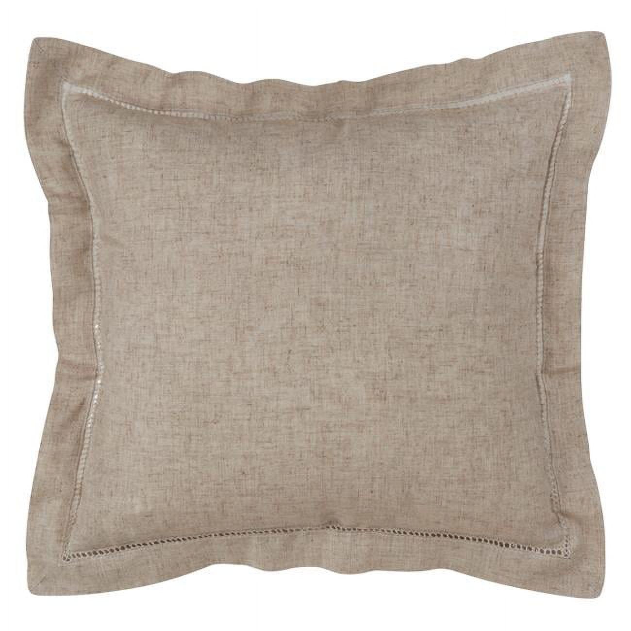 Natural Linen-Blend 20" Square Hemstitched Throw Pillow