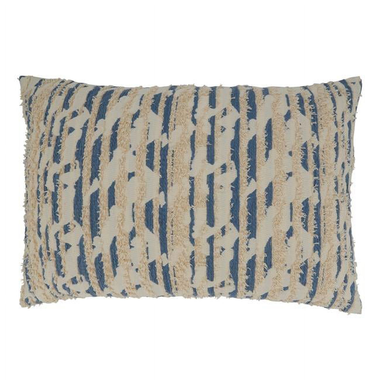 Blue and Beige Abstract Cotton Throw Pillow