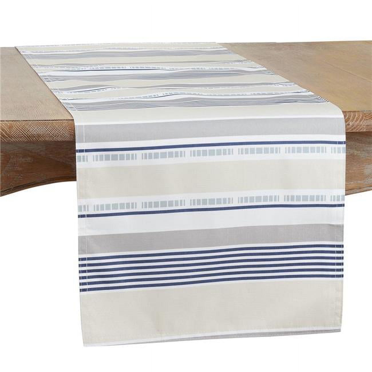 Khaki Striped Polyester Oblong Table Runner 16 x 72 inches