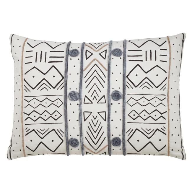 White Mud Cloth Cotton Throw Pillow Cover 14 x 20 in