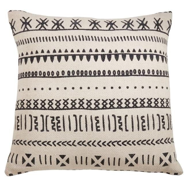 22" Natural Mud Cloth Pattern Square Throw Pillow