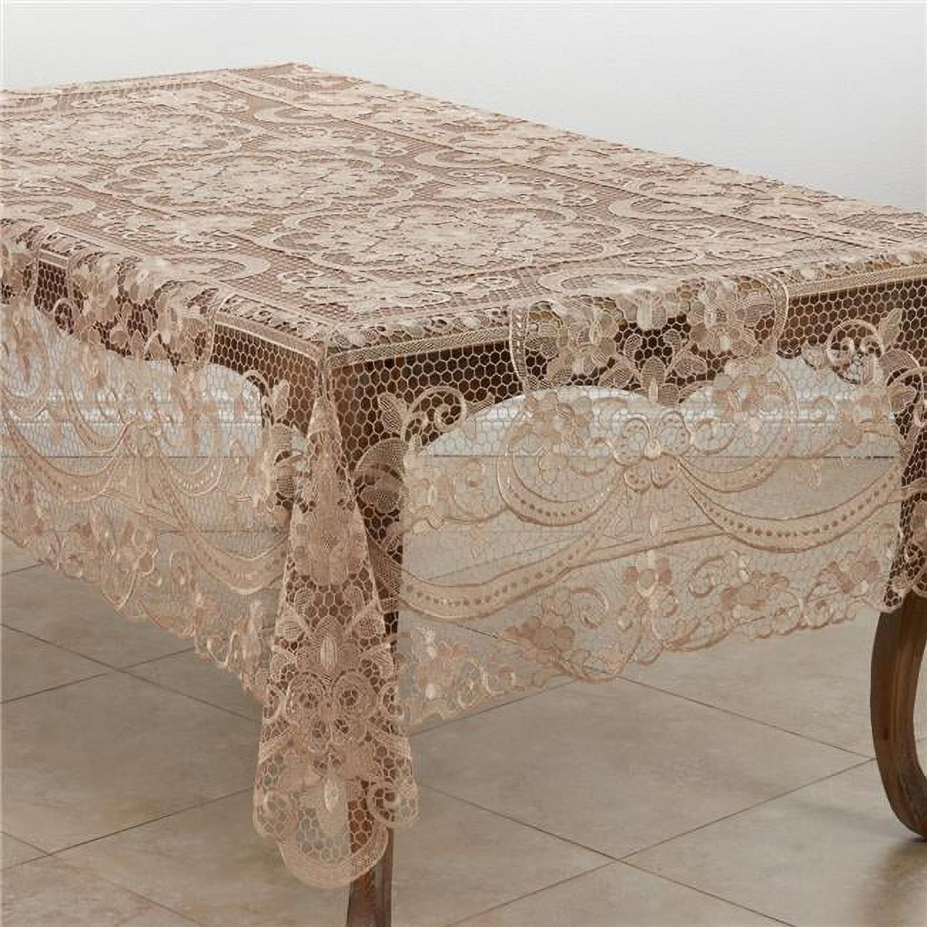 Ecru Antique Lace 67" x 173" Rectangular Tablecloth