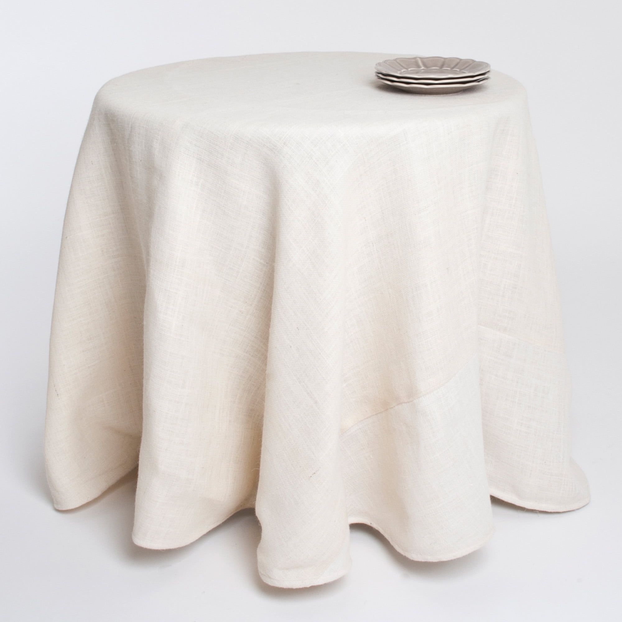 Ivory Burlap Round Fall Tablecloth, 108-Inch