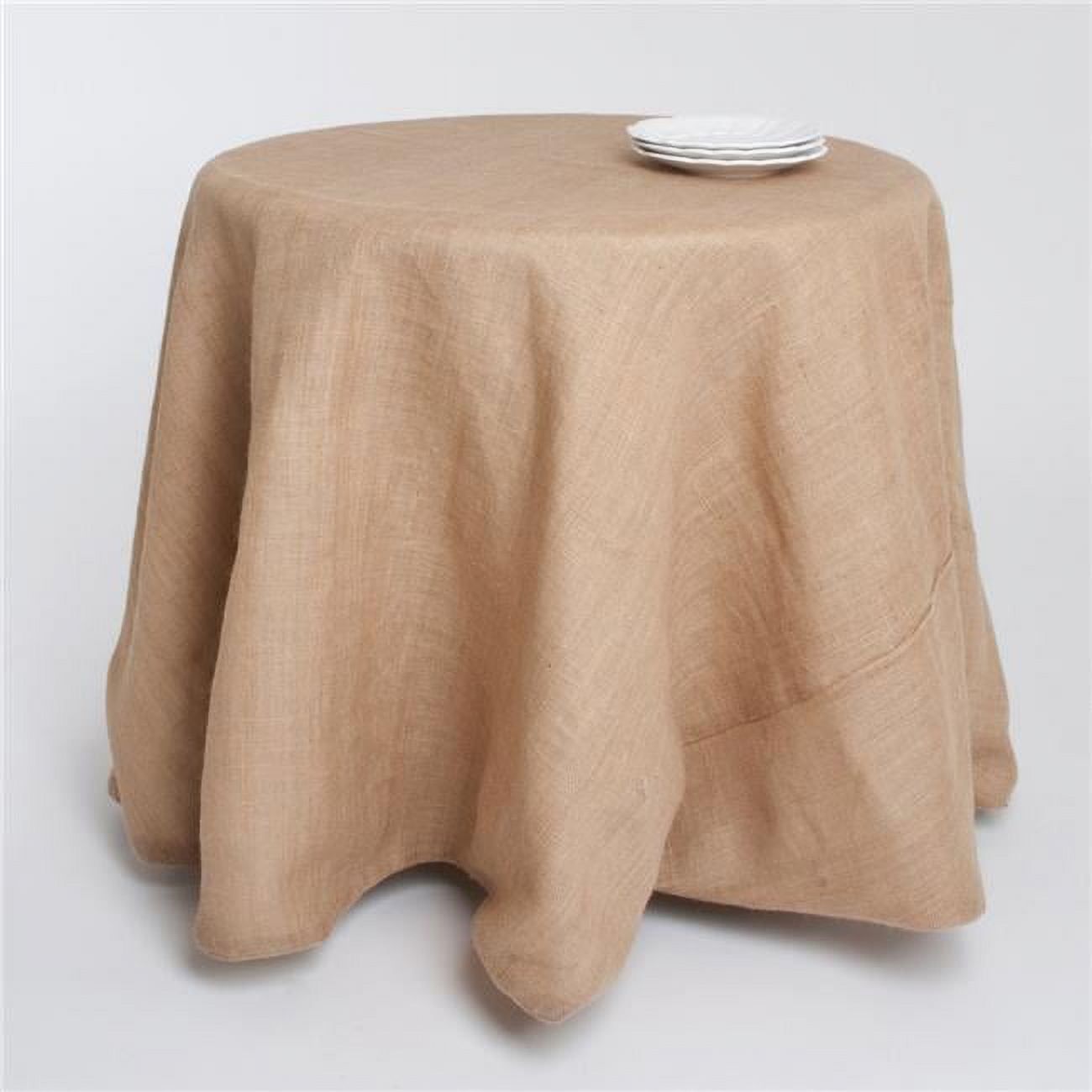 96" Round Natural Burlap Tablecloth