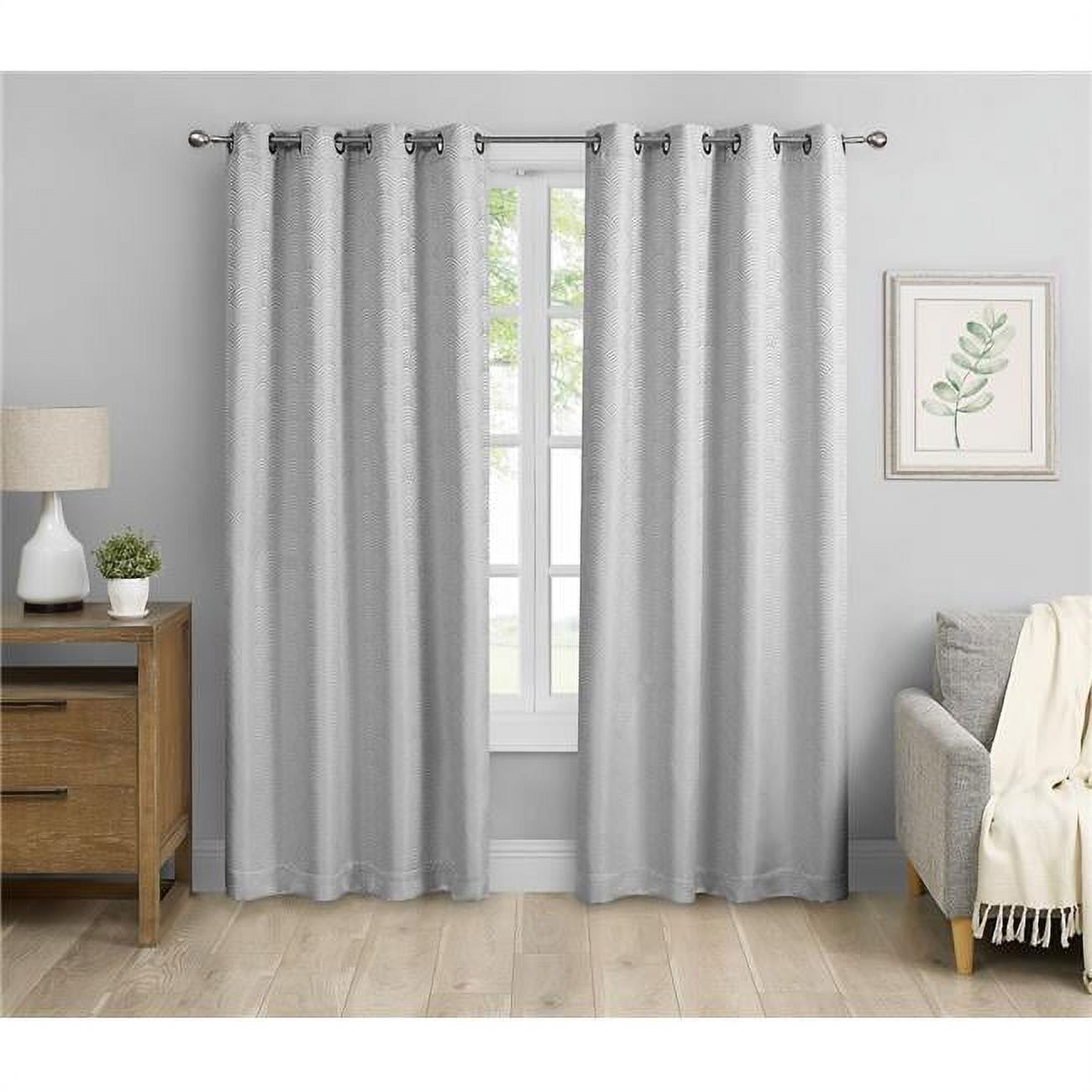 Silver Blackout Grommet 52 x 96 Inch Polyester Curtain Panel Pair