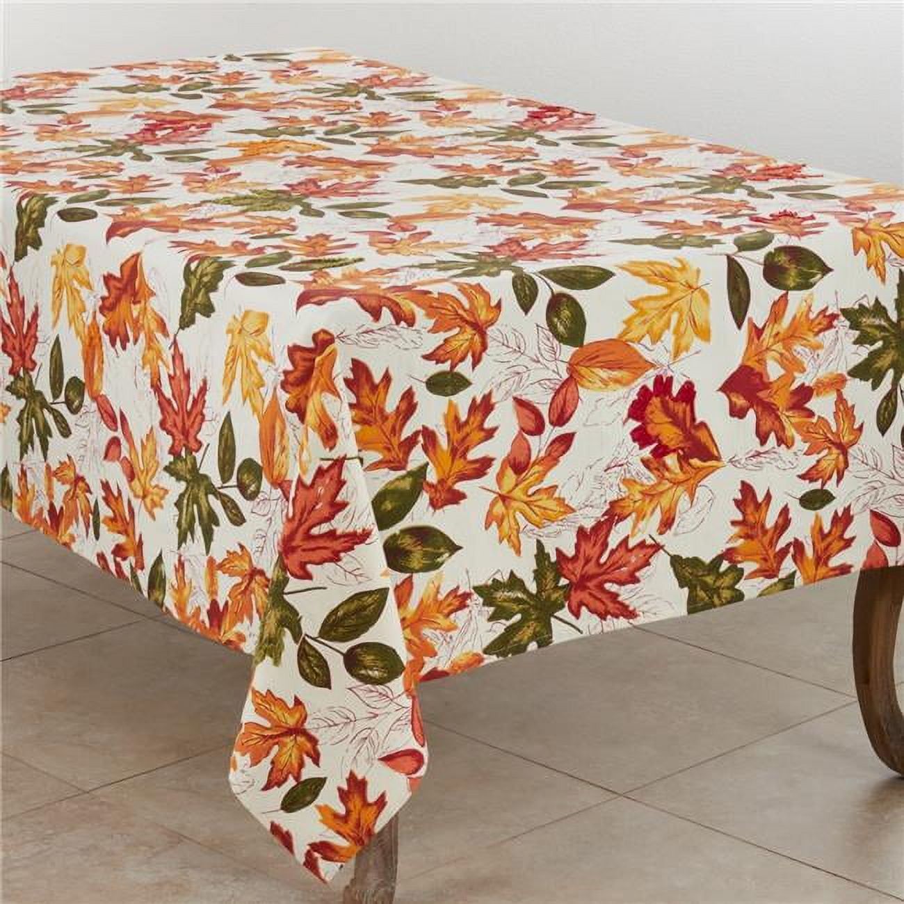 70" x 50" Embroidered Autumn Leaves Cotton Tablecloth