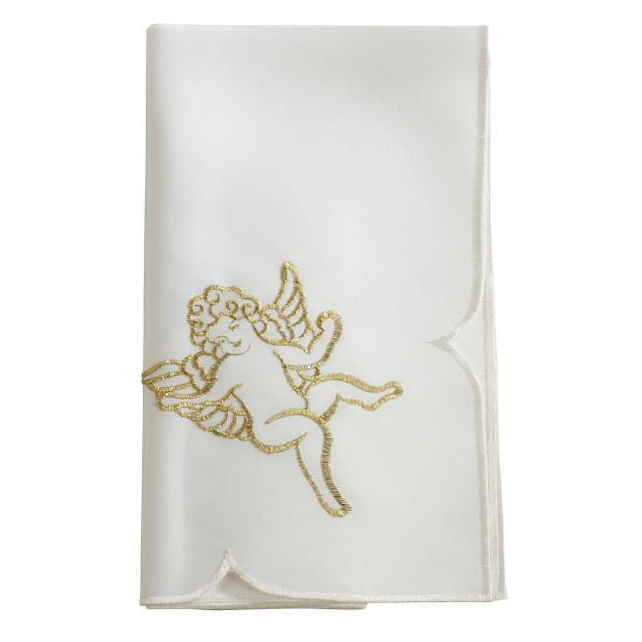 Ivory Embroidered Cupid Design Napkin Set of 4