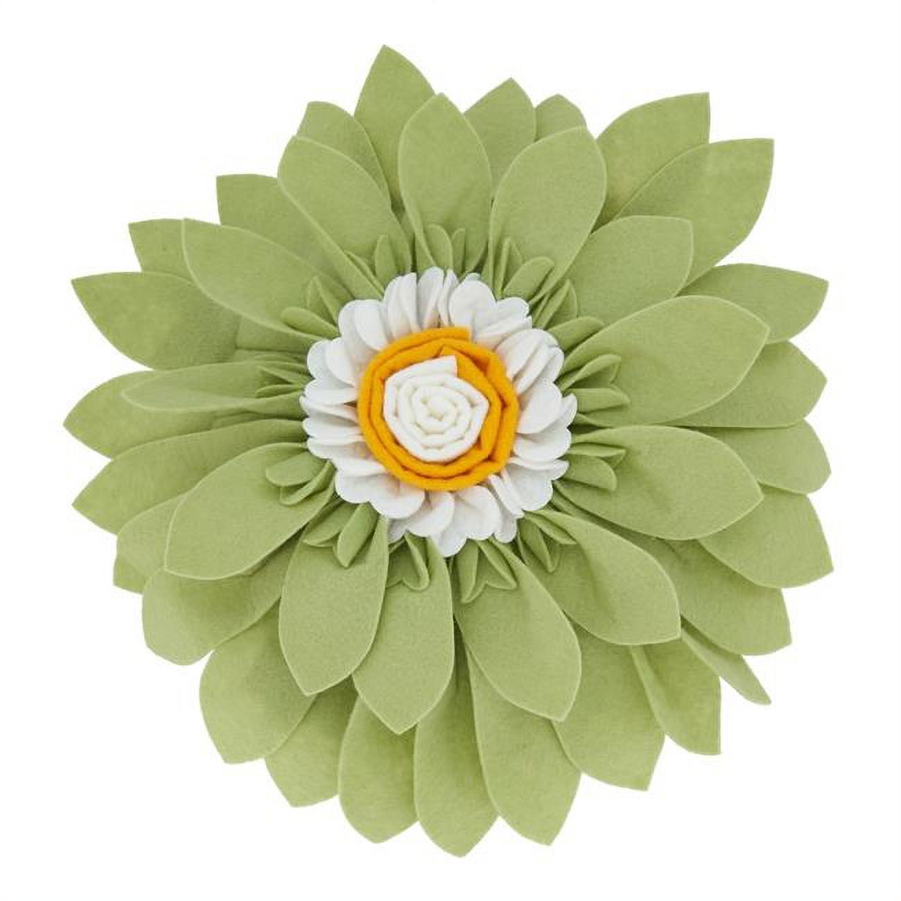 Lime Felt Flower Poly Filled Decorative Throw Pillow