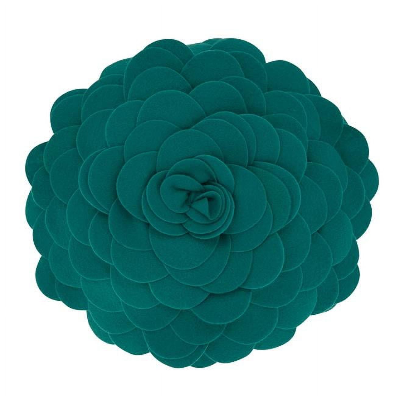 Jasper Green Round Flower Design 16" Poly Filled Throw Pillow