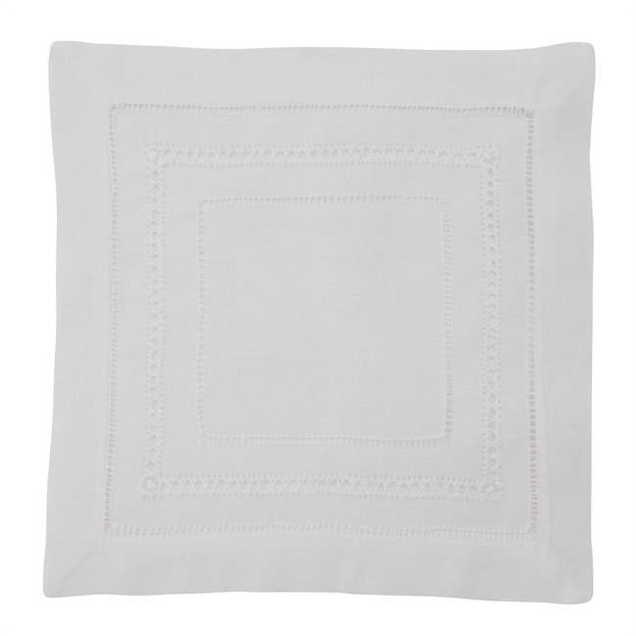 White Hemstitched Linen Cotton Table Napkins, Set of 4