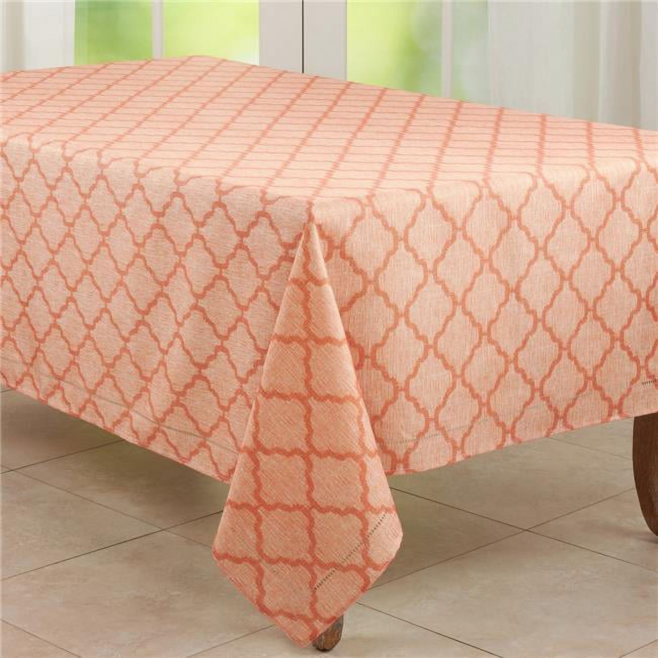 Orange Moroccan Laser-Cut Hemstitch Rectangular Tablecloth