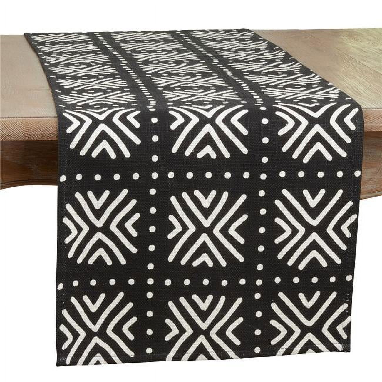 Black and White Cotton Mudcloth Table Runner