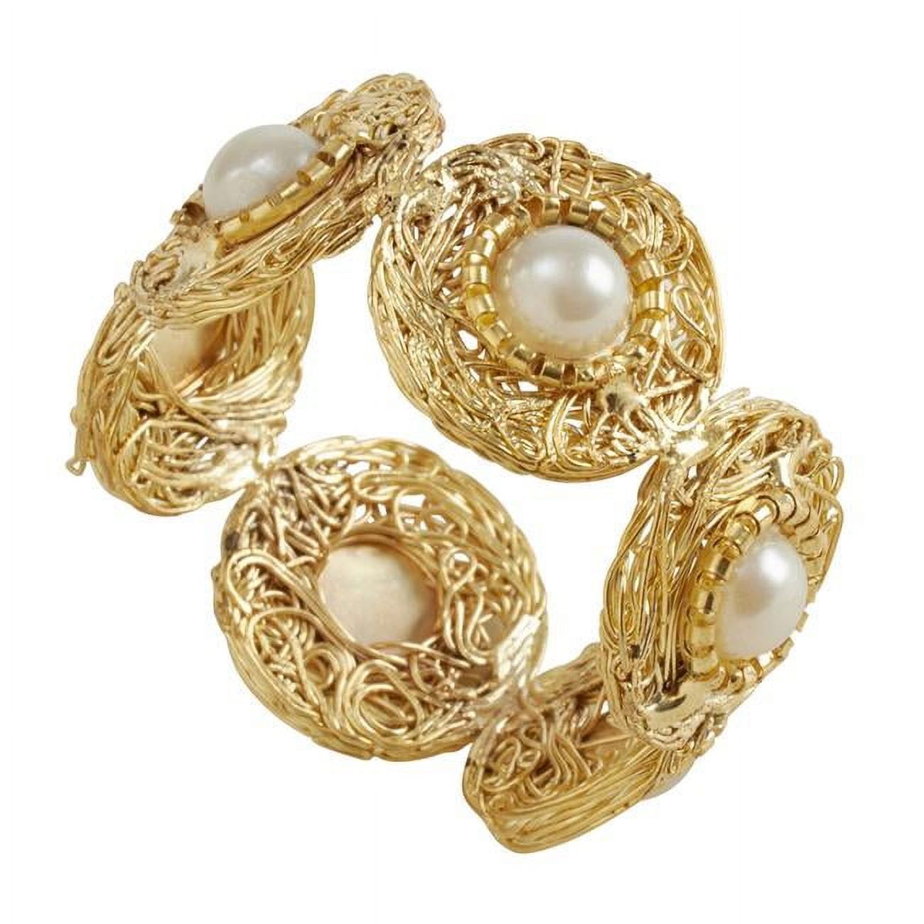 Gold Pearl Bead Napkin Rings Set of 4