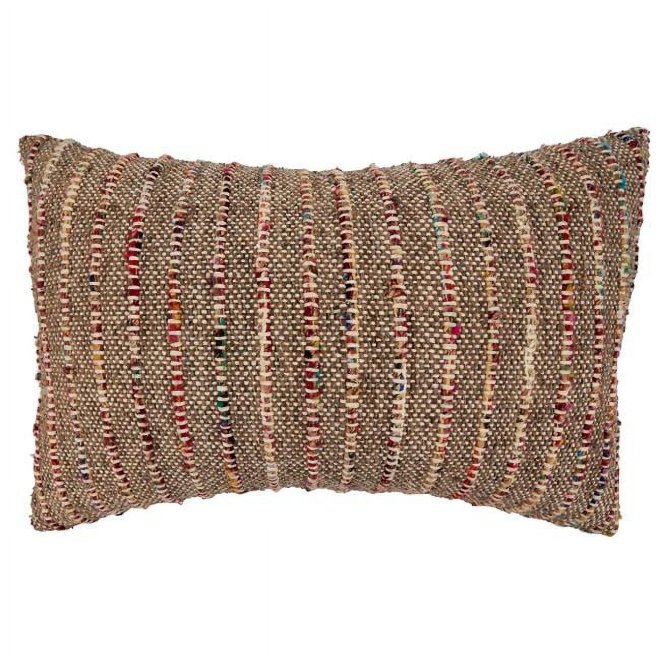 Multicolor Rectangular Corded Design Throw Pillow, 16" x 24"