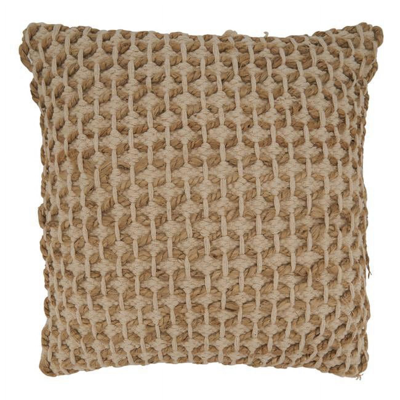 Ivory Rope Design 18" Square Down Throw Pillow