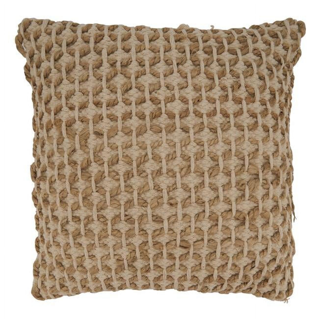 Ivory 18" Cotton-Blend Rope Design Throw Pillow