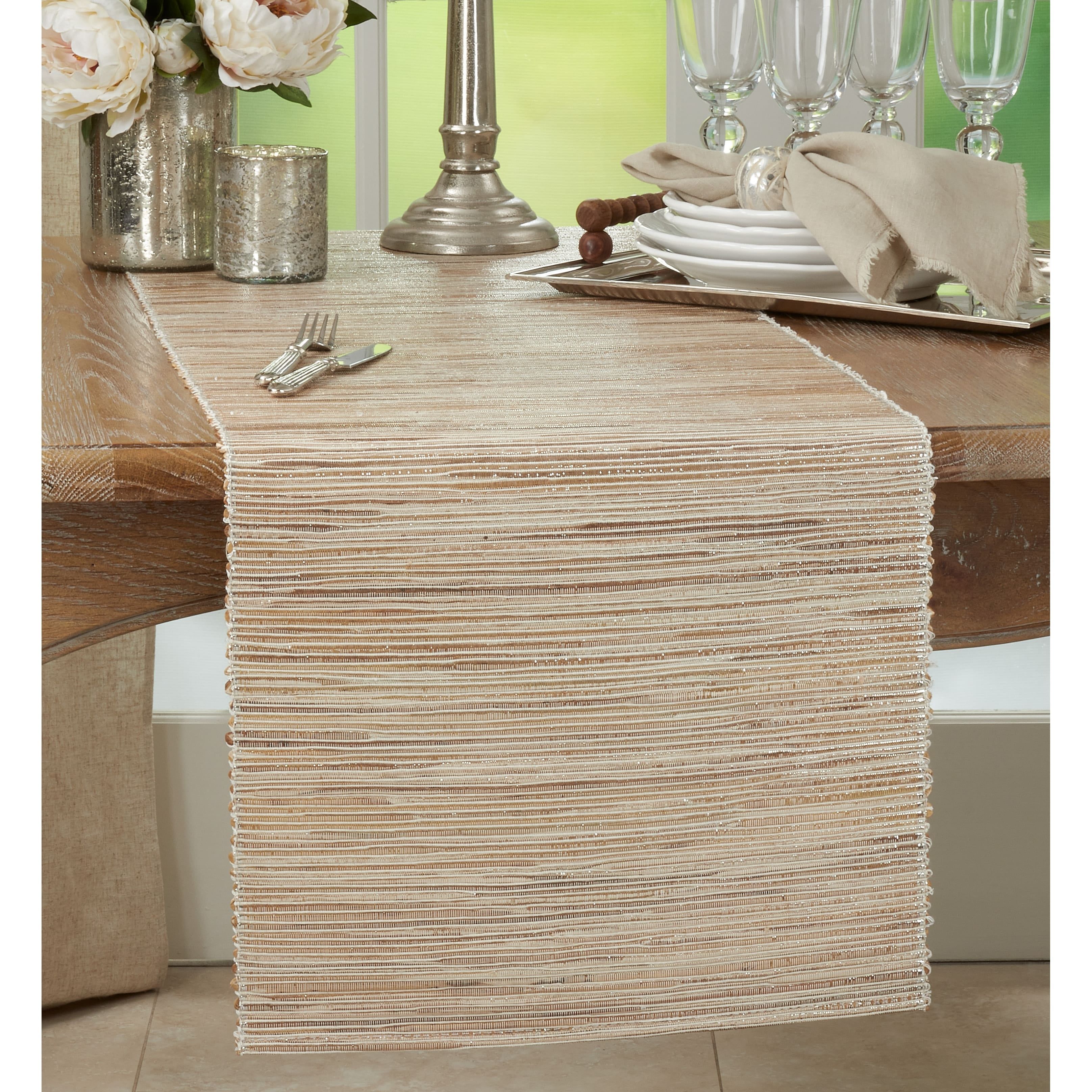 Natural Jute and Water Hyacinth Table Runner, 14" x 108"