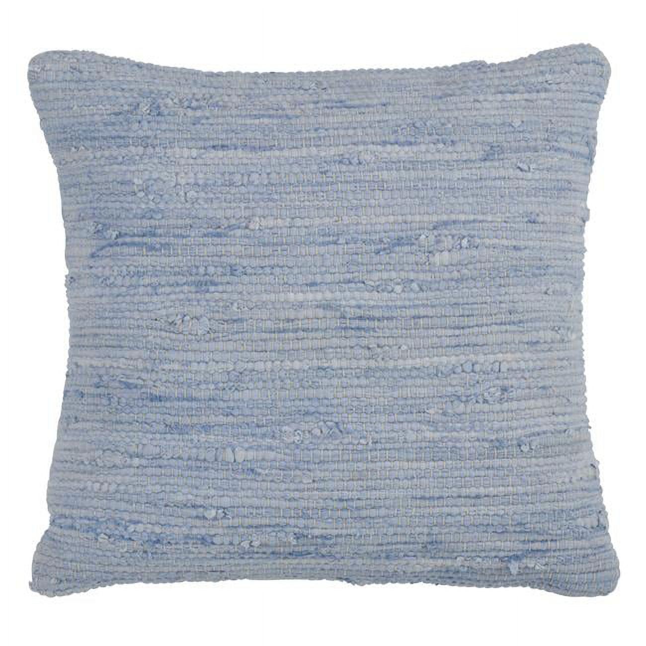 Aqua Chindi Textured Cotton Square Throw Pillow 18"