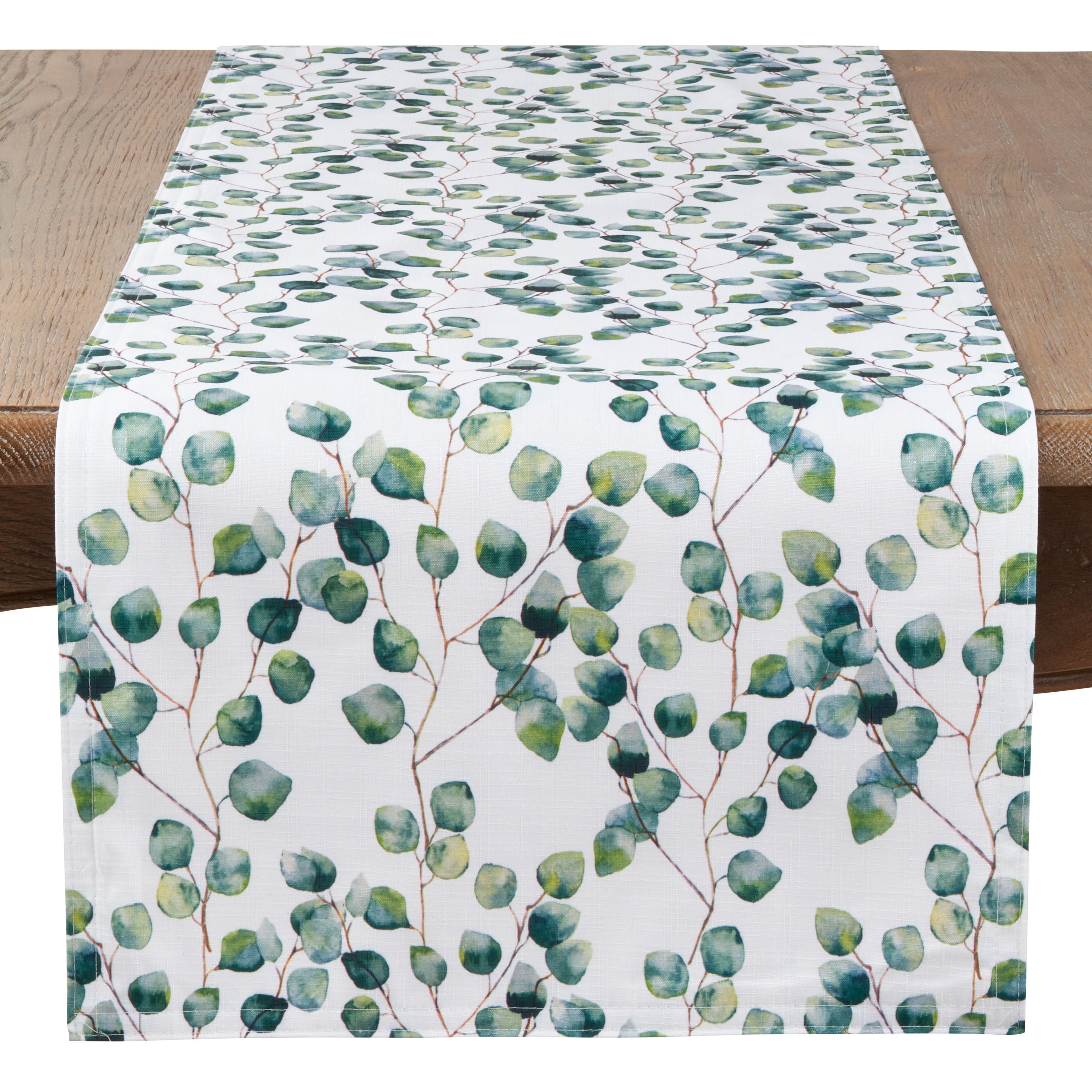 Eucalyptus Leaf Floral Print Cotton Table Runner