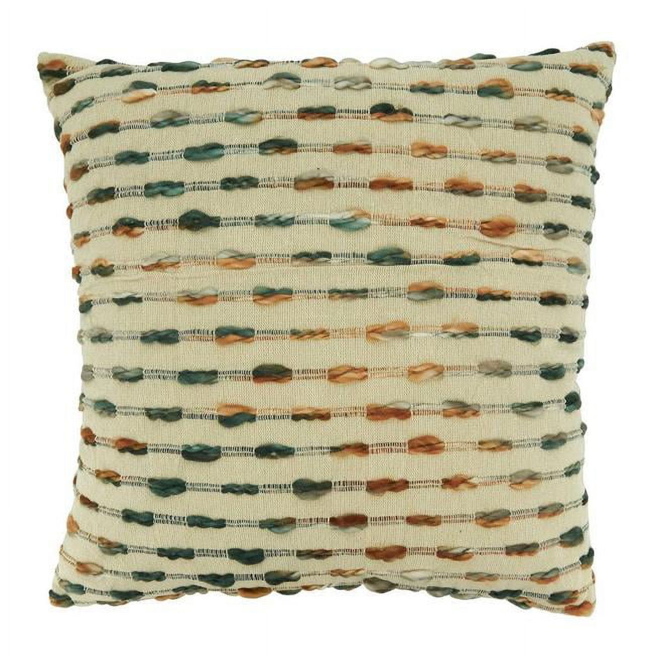 Multicolor Striped 20" Woven Cotton-Acrylic Throw Pillow