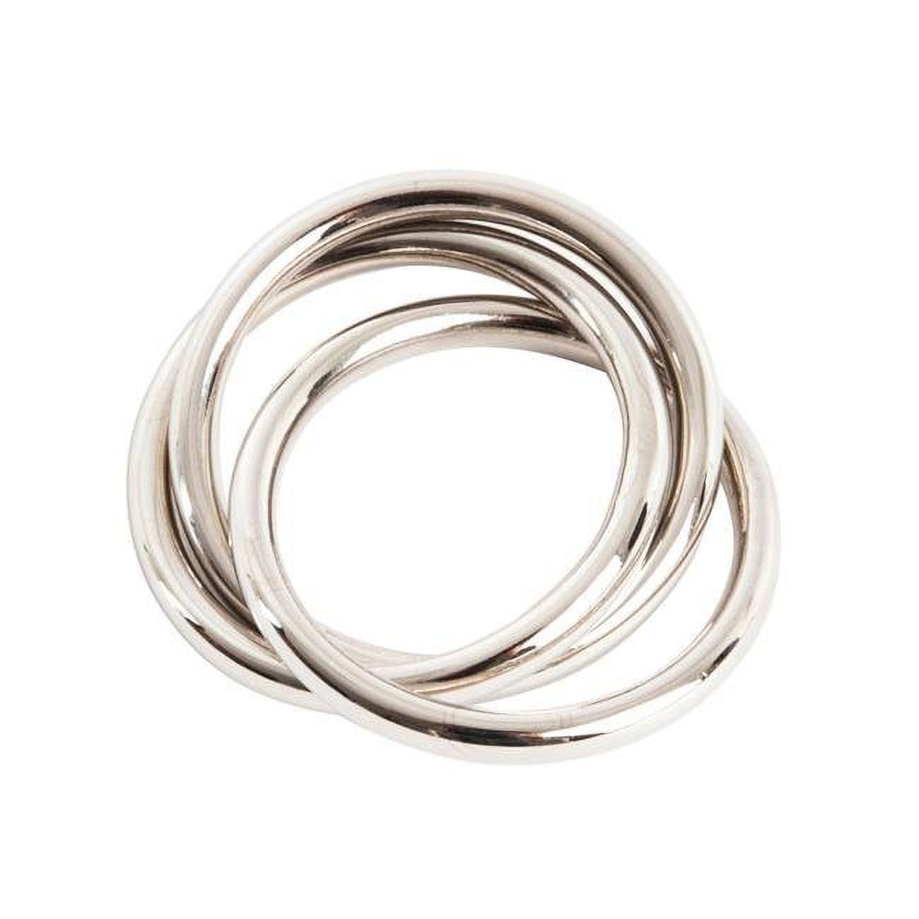 Silver Circular Three-Ring Design Napkin Rings, Set of Four