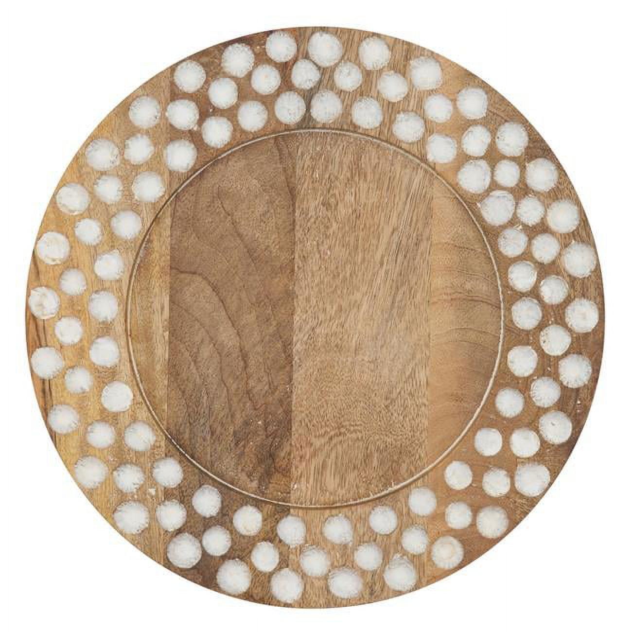 Mango Wood Charger Plates with Dot Design, Set of 4