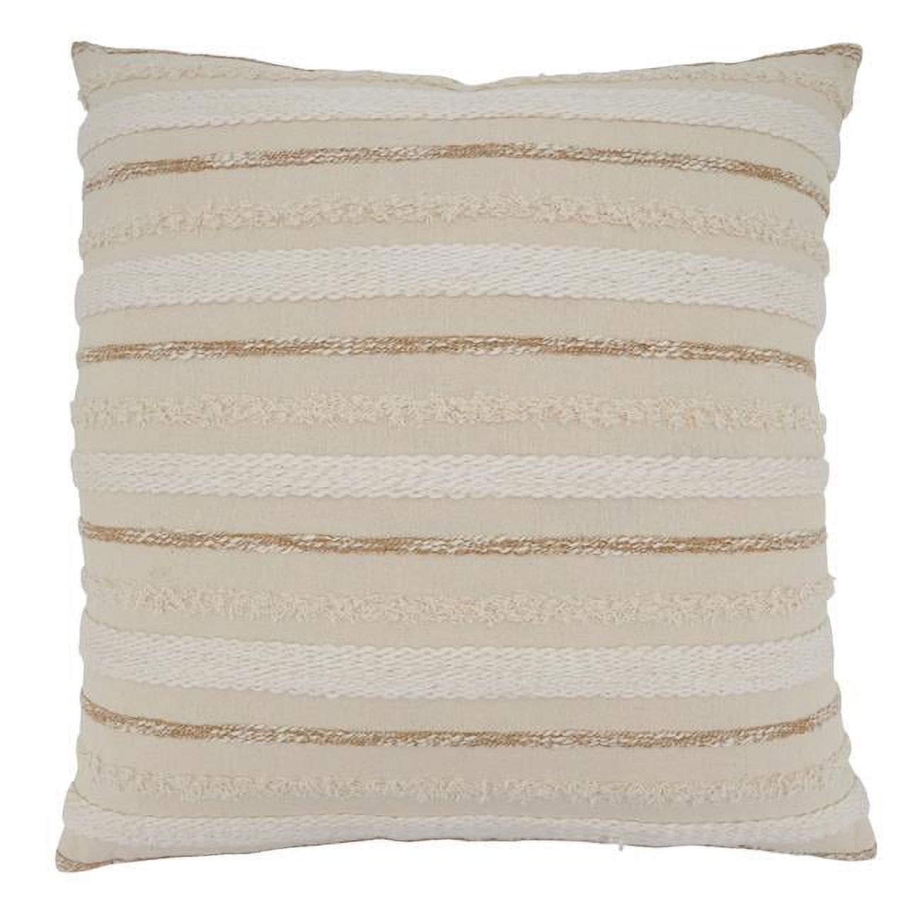 Natural Woven Stripe Design Down-Filled Square Throw Pillow