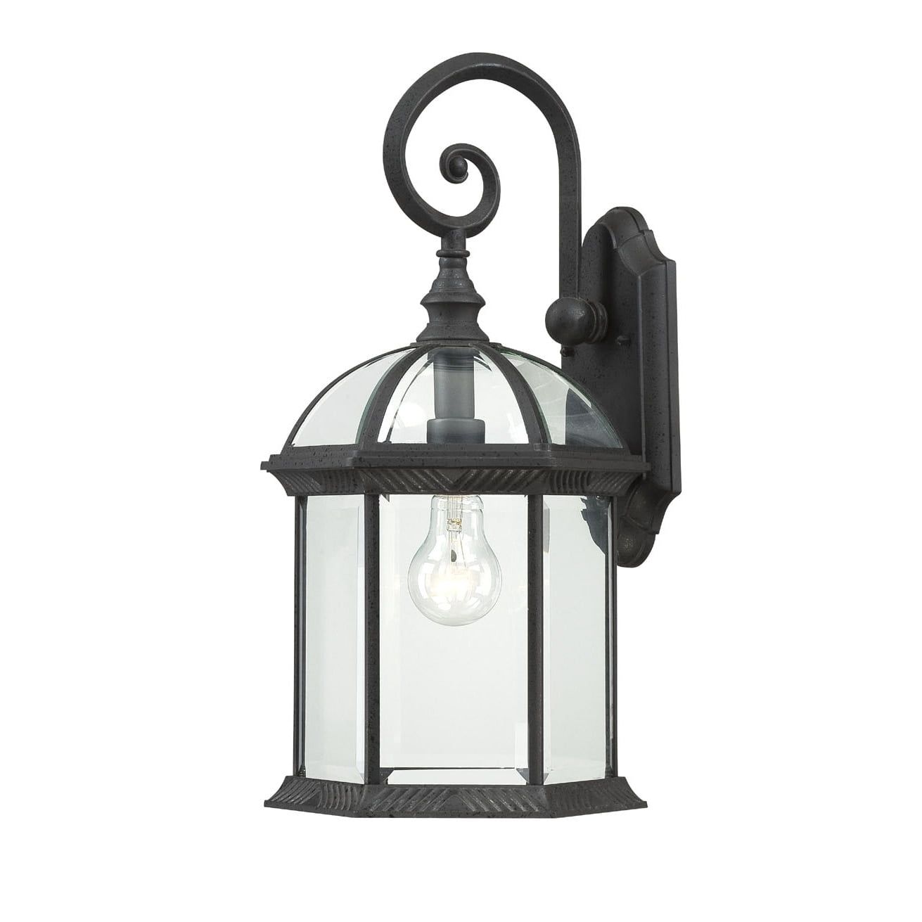 Boxwood Textured Black Traditional Outdoor Wall Lantern 19"