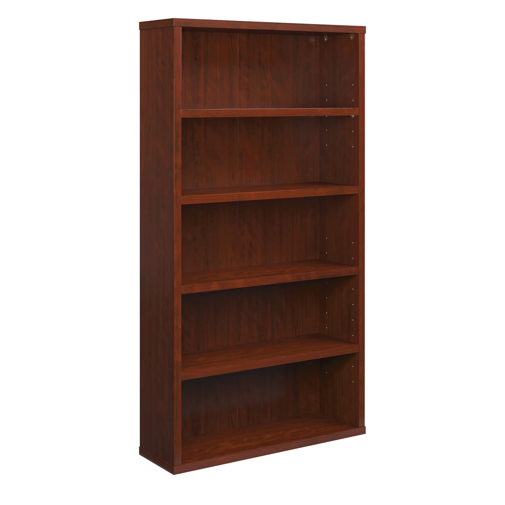 Classic Cherry Engineered Wood 5-Shelf Adjustable Bookcase