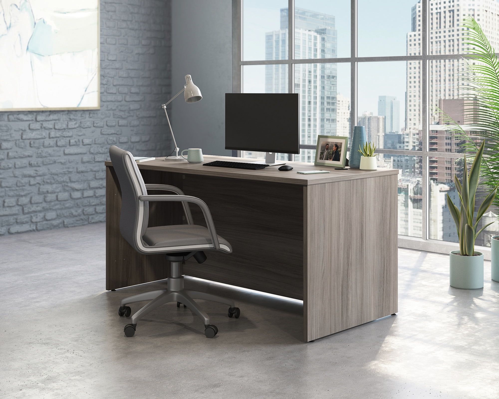 Hudson Elm Executive Desk with Melamine Top, 60" x 30"