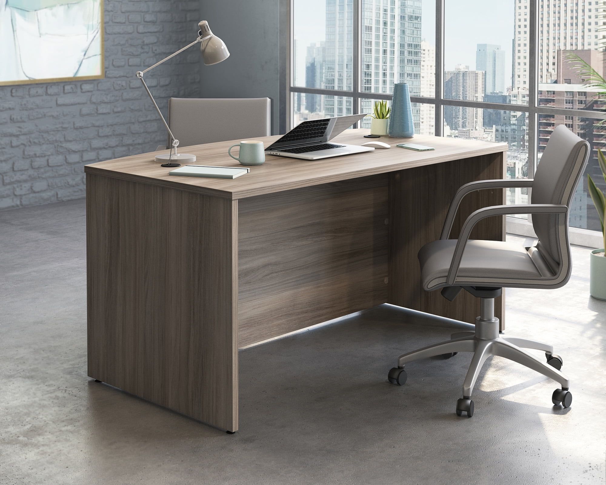 Hudson Elm 60'' Bowfront Executive Desk with Melamine Top