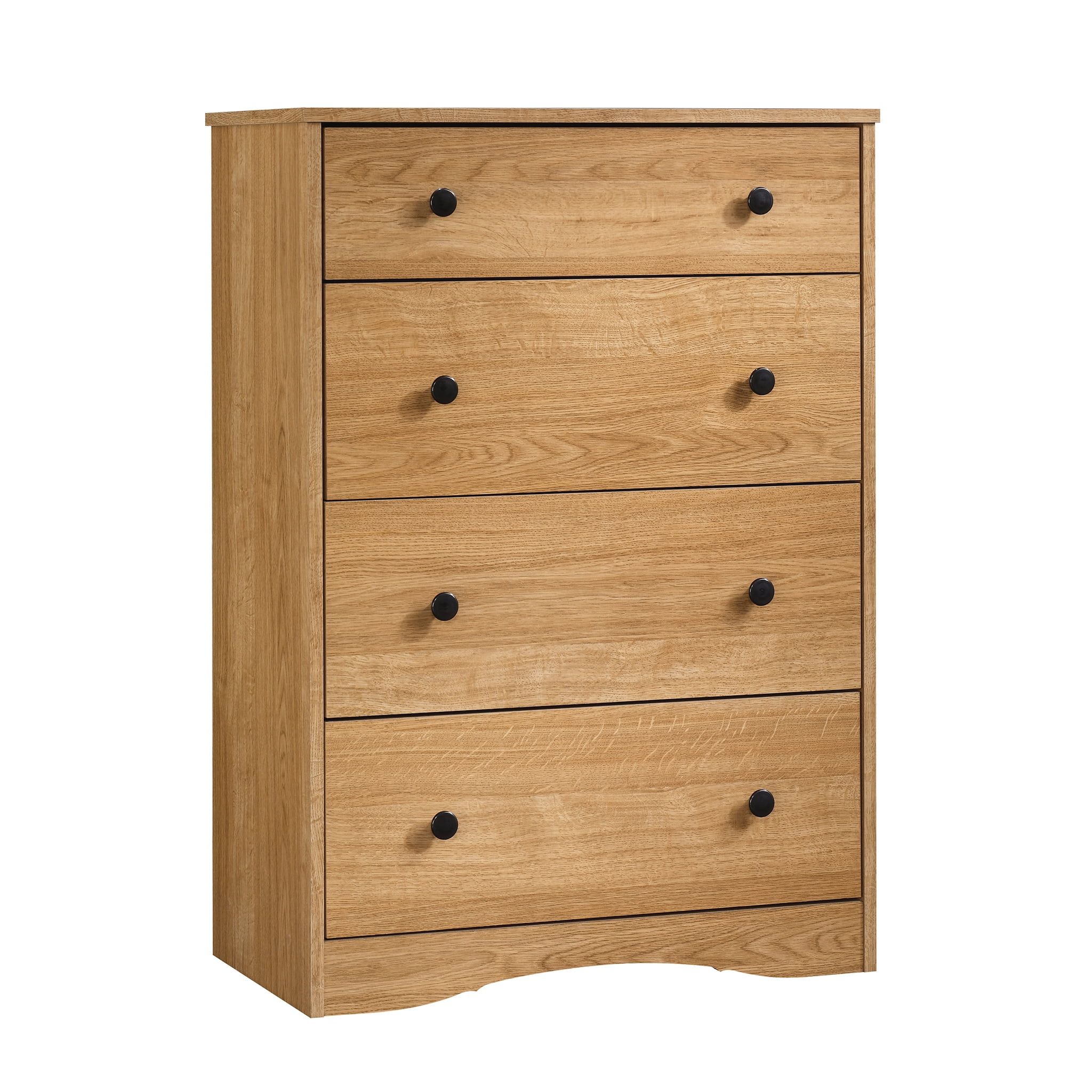 Highland Oak Vertical 4-Drawer Dresser with Deep Drawers