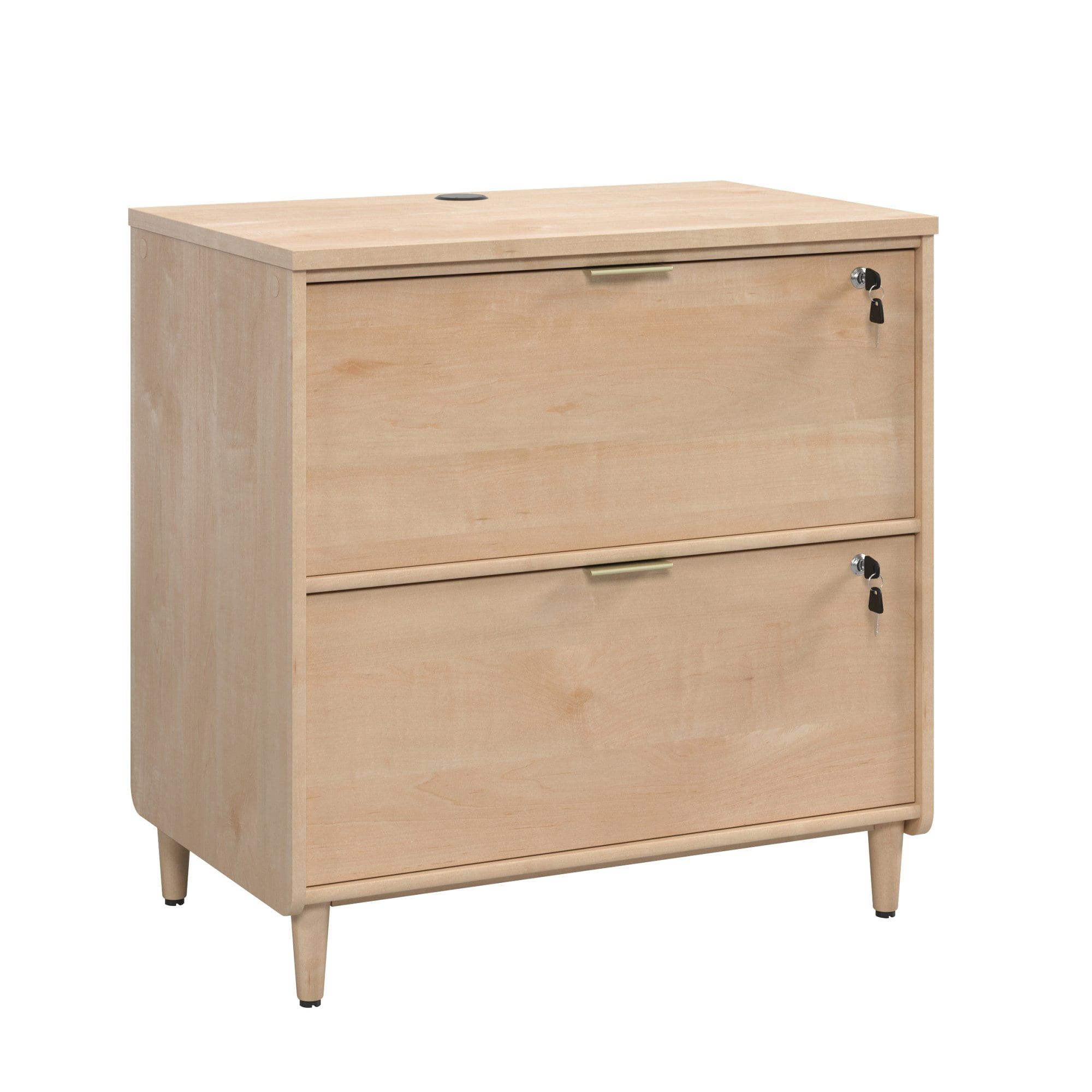 Natural Maple 2-Drawer Lockable Lateral File Cabinet